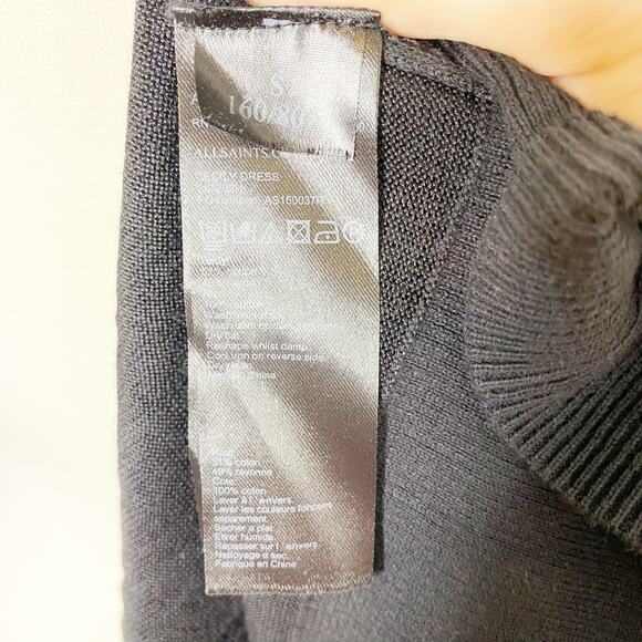 ALLSAINTS Cecily Black Asymmetrical Turtle Neck Sweater Dress Small - Picture 7 of 9